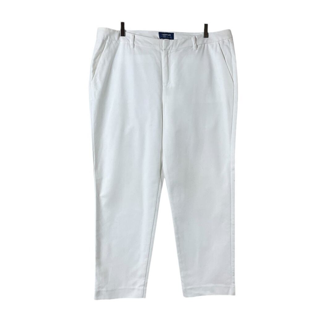 Old Navy White Harper Pants Ankle Mid Rise Slim Fit Stretch Women’s Size 16